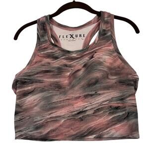 Flexure‎ Bodywear Cropped Tank Top Size S Marbled Brown Pink Racerback Workout